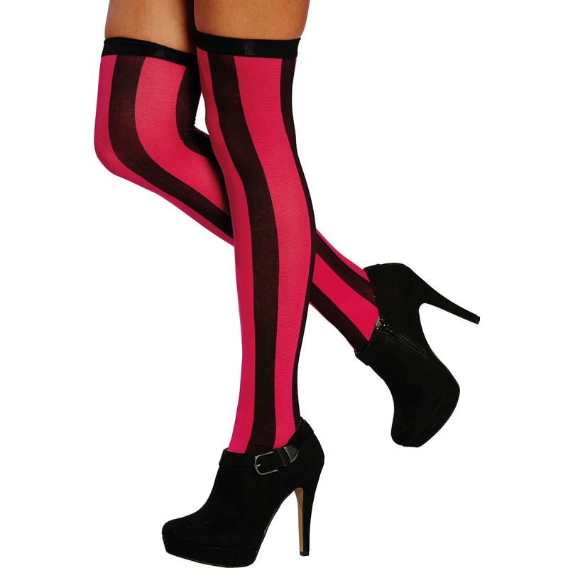 Pink Sandra Overknees With Stripes