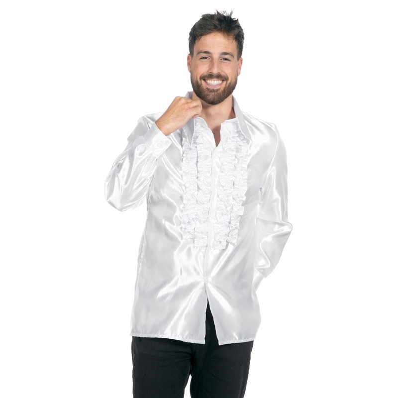 Satin ruffled shirt for men white 48