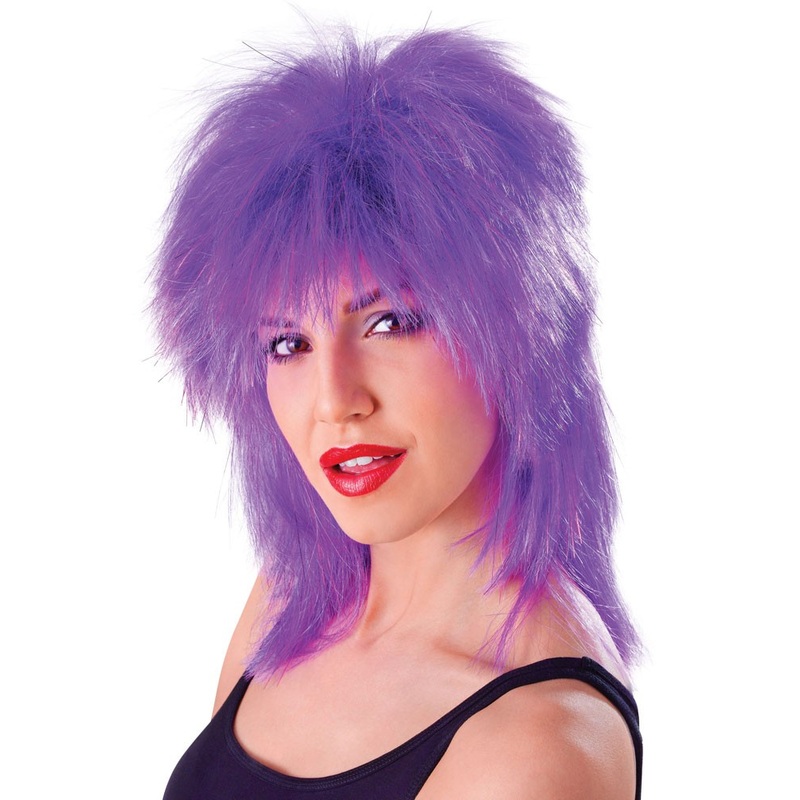 Shaggy rocker wig purple
