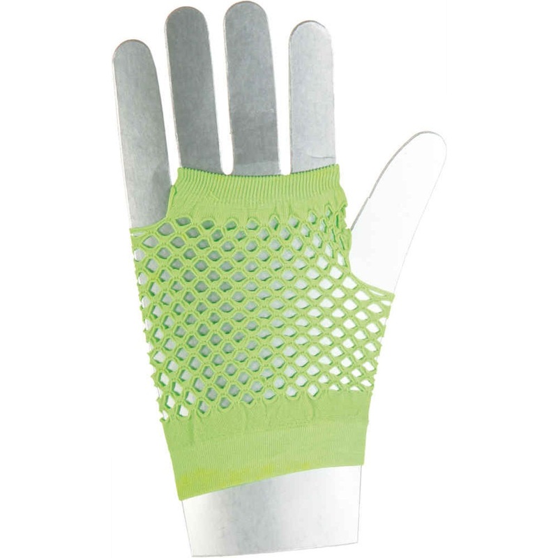 Short fishnet gloves in neon green