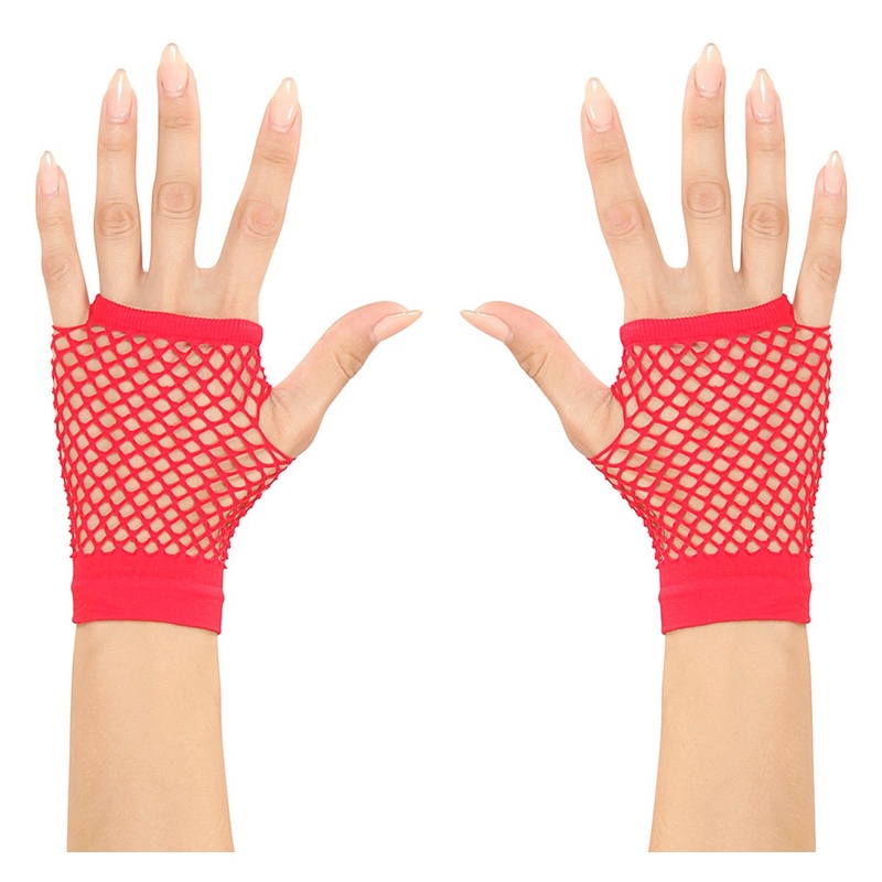 Short fishnet gloves in red