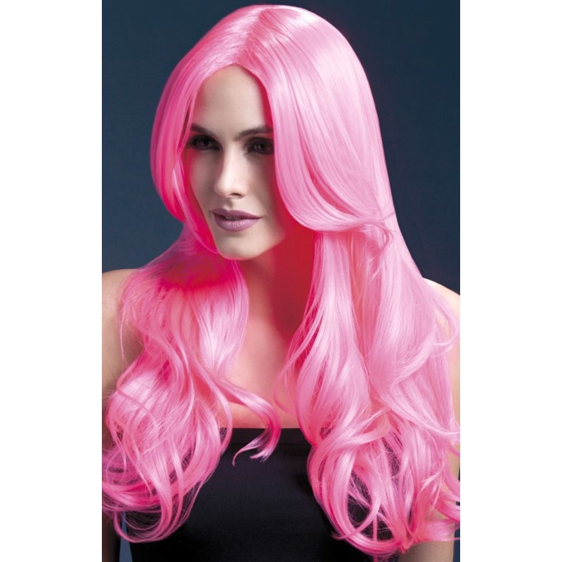 Striking pink long hair wig
