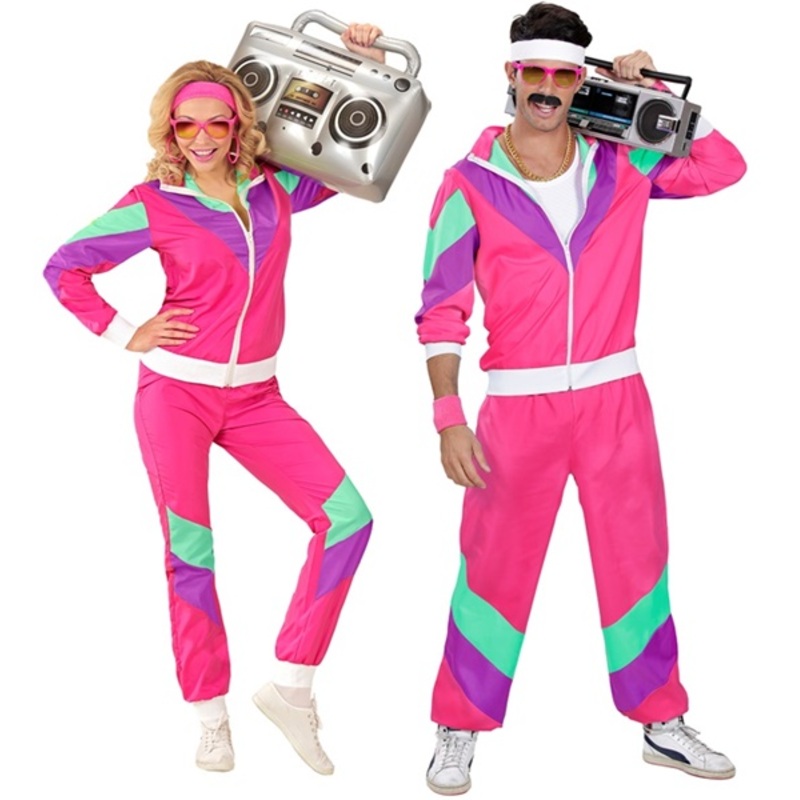 WIDMANN Erwachsenenkostm 80er Jahre Trainingsanzug rosa Gre XXXL