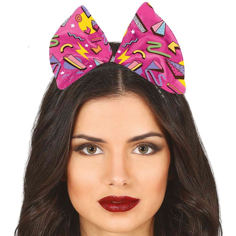 80s headband with pink bow