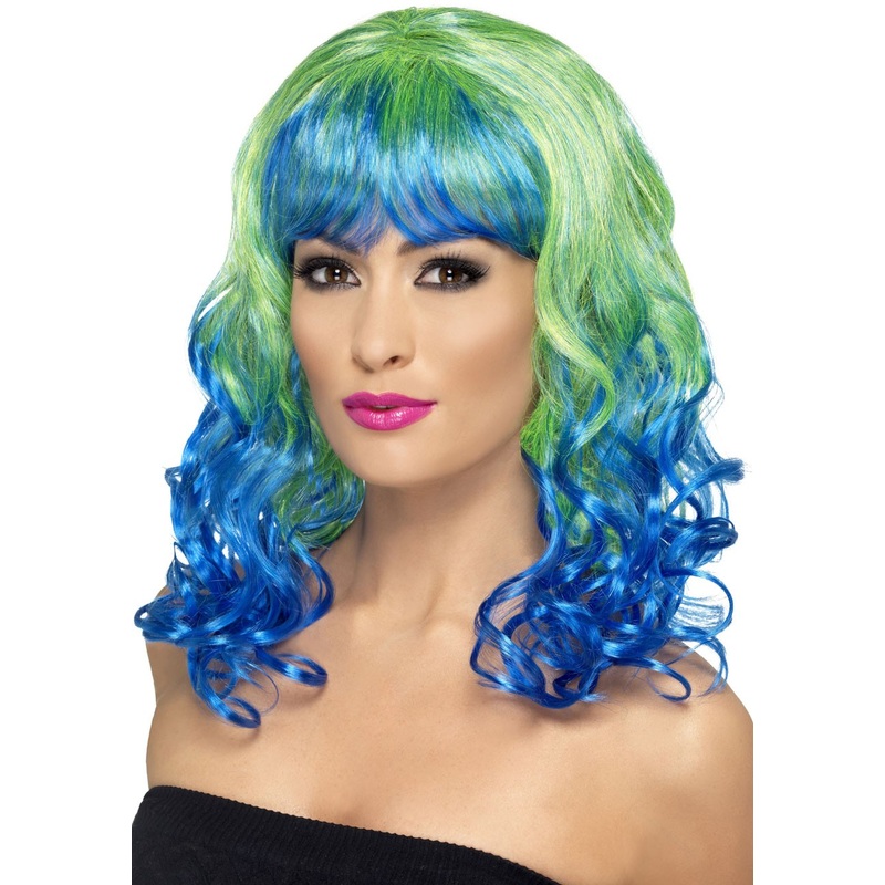 Blue green ombre wig