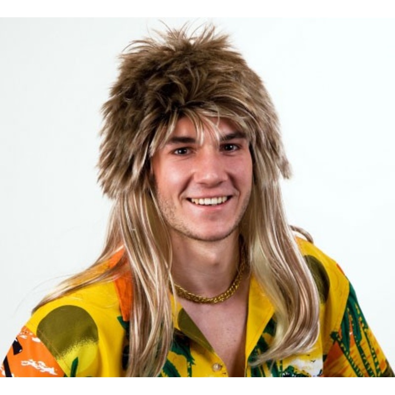 Brown blonde mullet wig