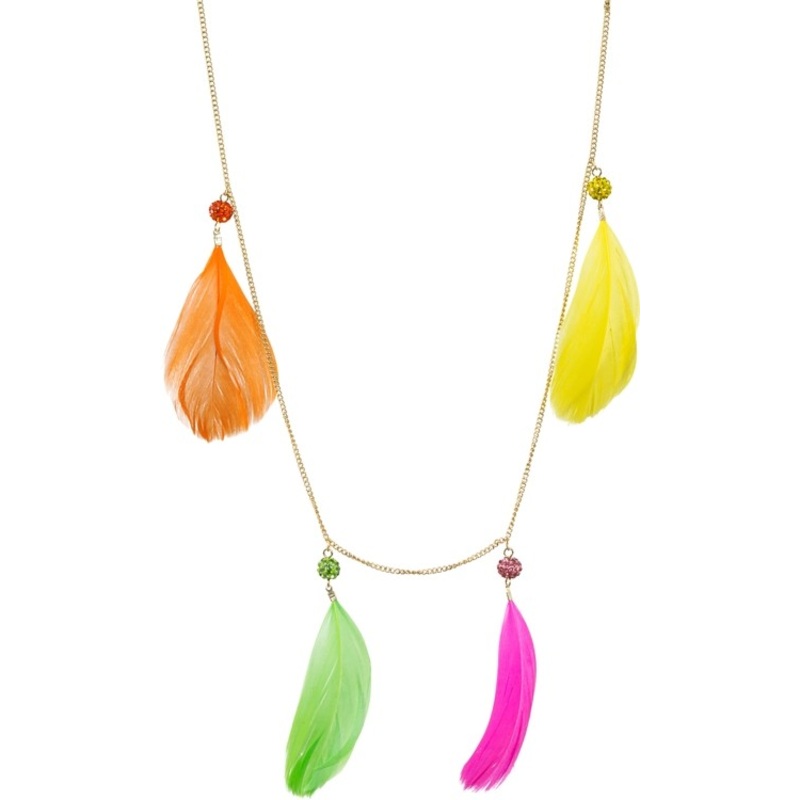 Colorful feather neon necklace