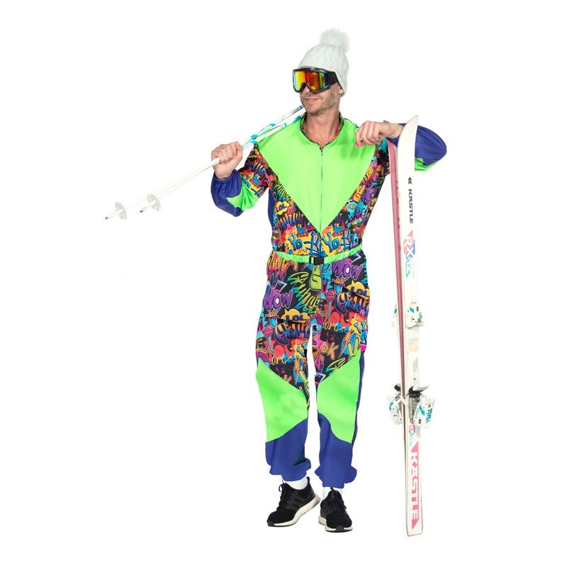 Graffiti retro ski suit men's costume S