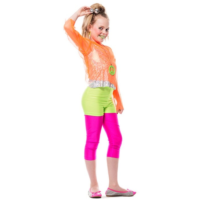 May green disco hot pants for girls 128