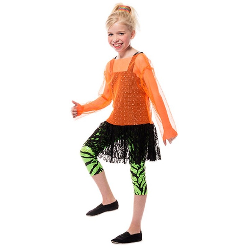 Neon party mesh shirt for kids orange 128