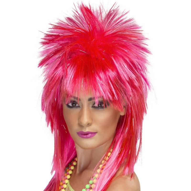 Neon pink diva wig