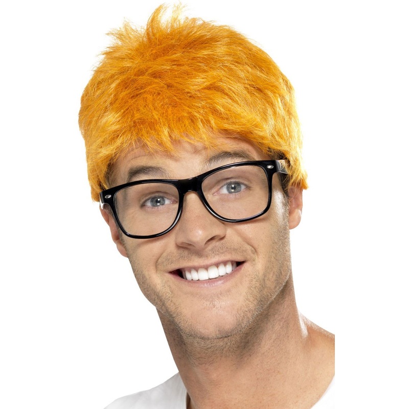 Orange 90s wig with glasses