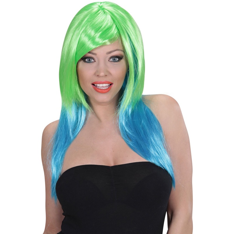 Partynight ladies wig green-blue
