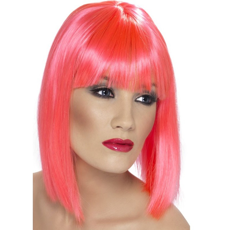Pastel pink long bob party wig
