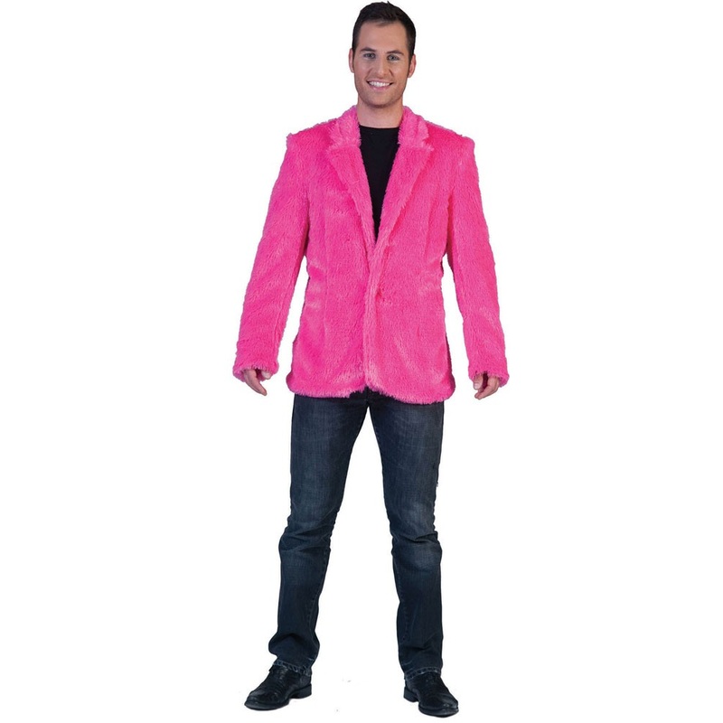 Pink plush fur jacket for men 48-50