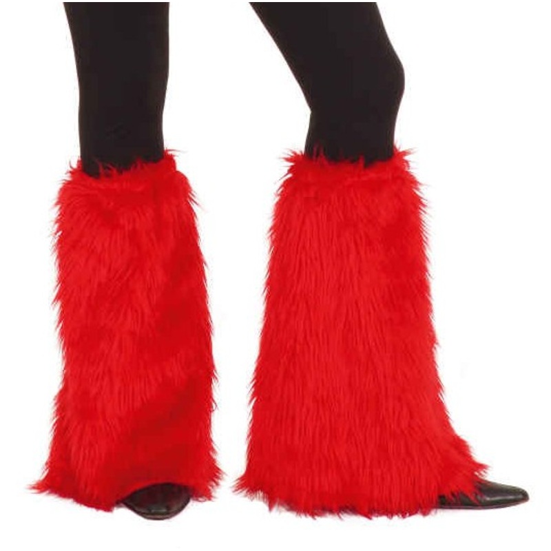 Plush leg warmers with flare in fire red