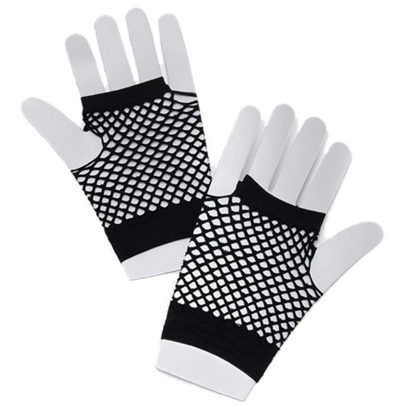 Short 80s mesh gloves black