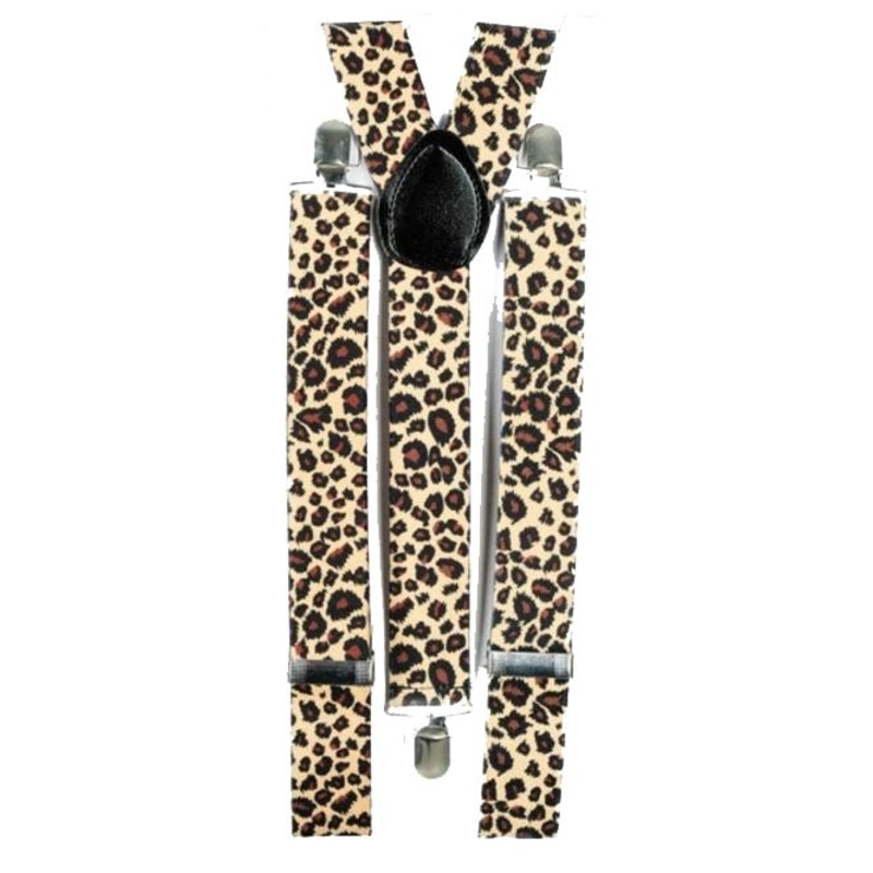Suspenders with leopard print