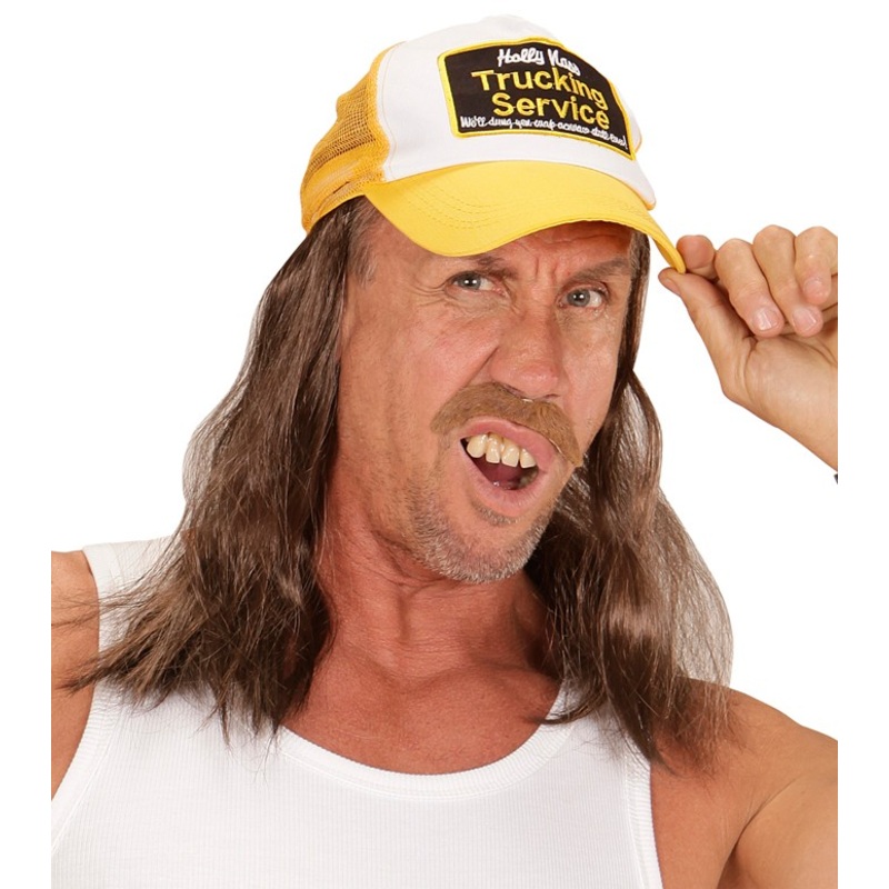 Trucker hat with long hair