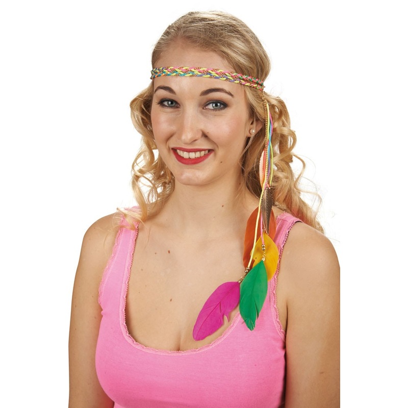60s hippie headband with colorful feather
