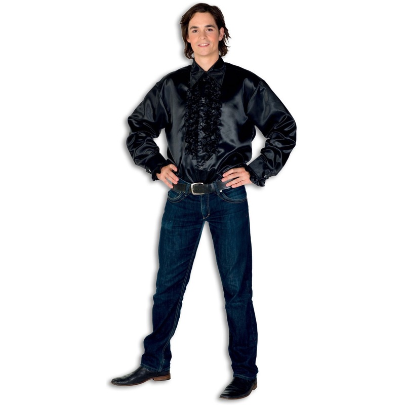 Black glamor ruffled shirt for men XS