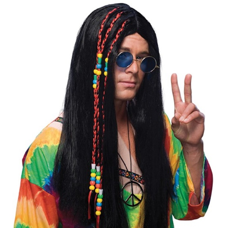 Black hippie long hair wig