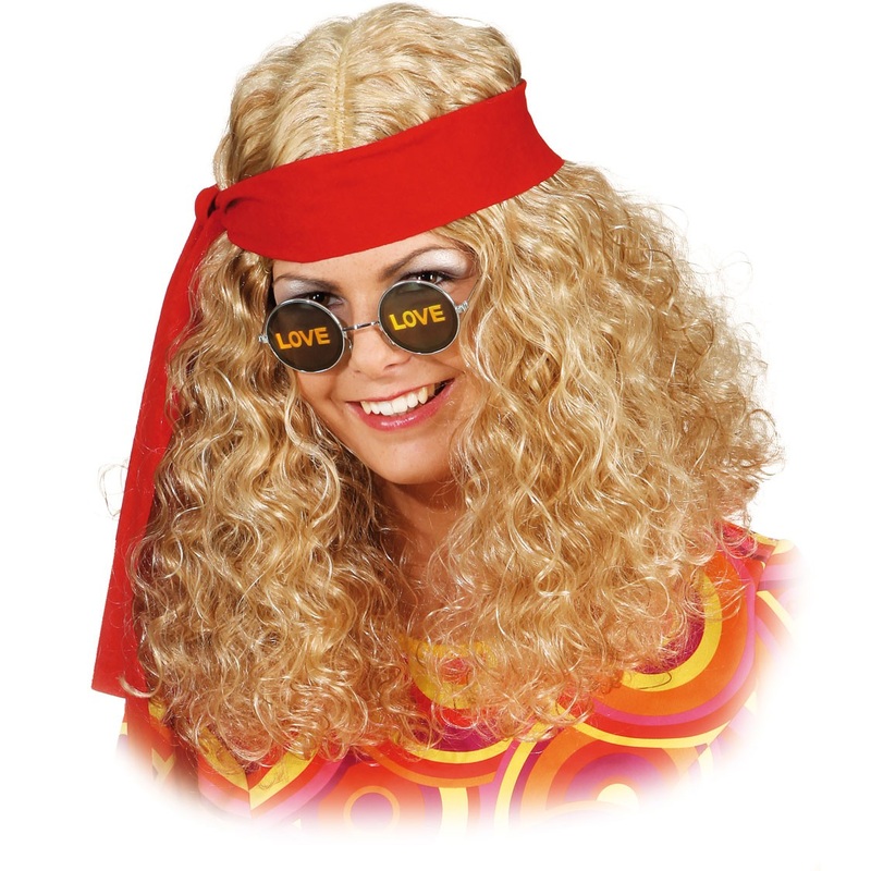 Blonde hippie wig with ribbon for women