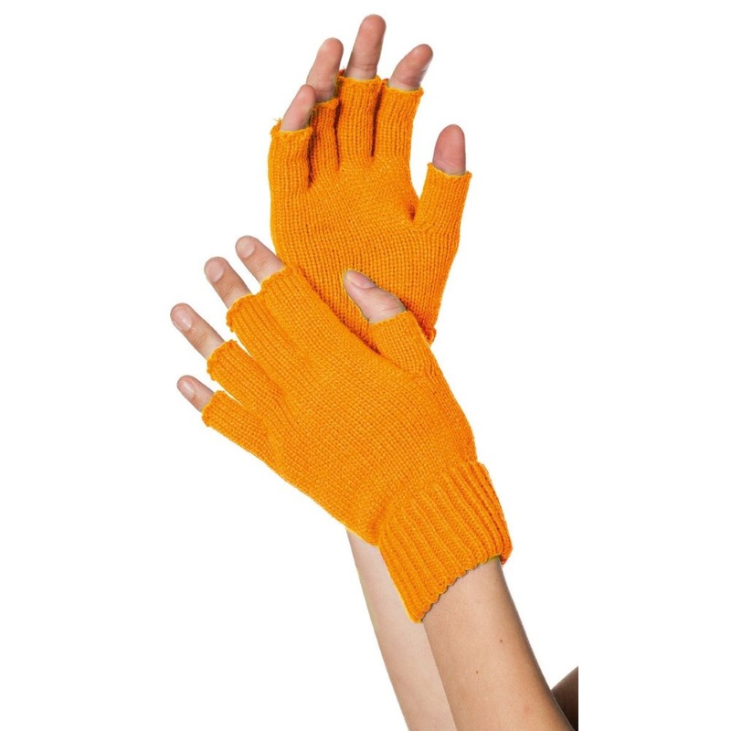 fingerless gloves in orange