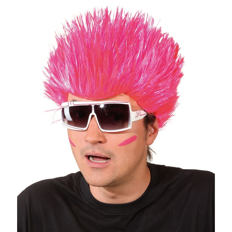 Neon pink hedgehog wig