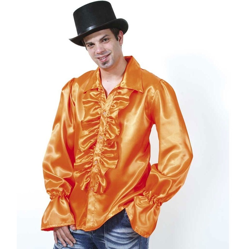 Ruffle shirt for men orange M