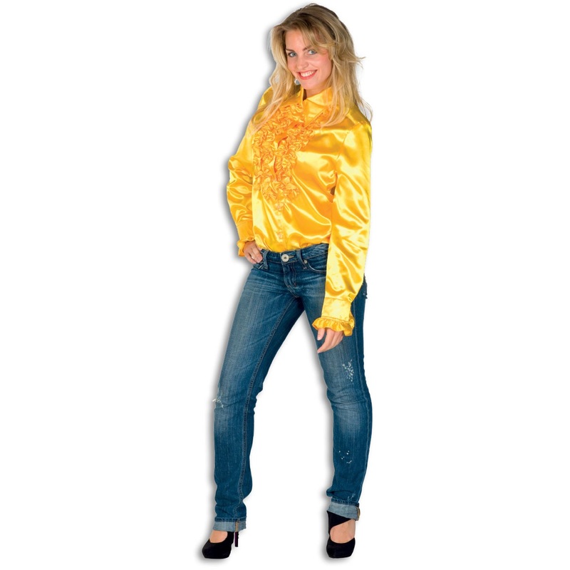 Yellow shimmering ruffle blouse 34