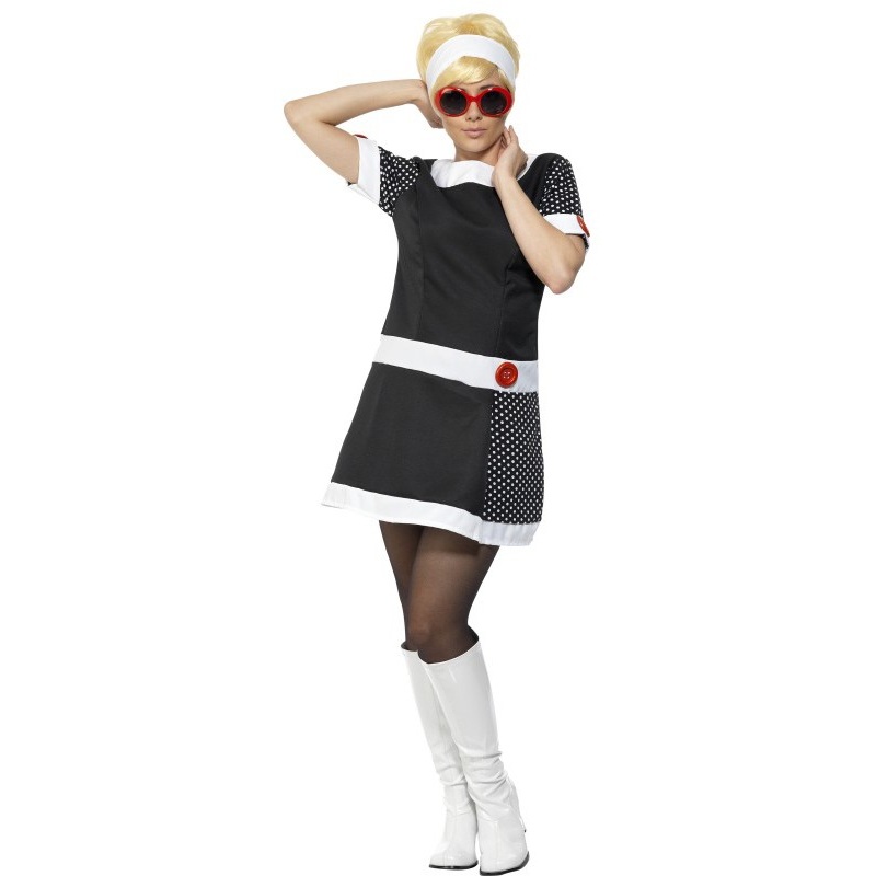 60s ladies outfit black and white M
