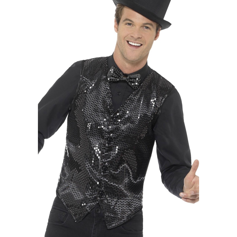 Black sequin vest for men S