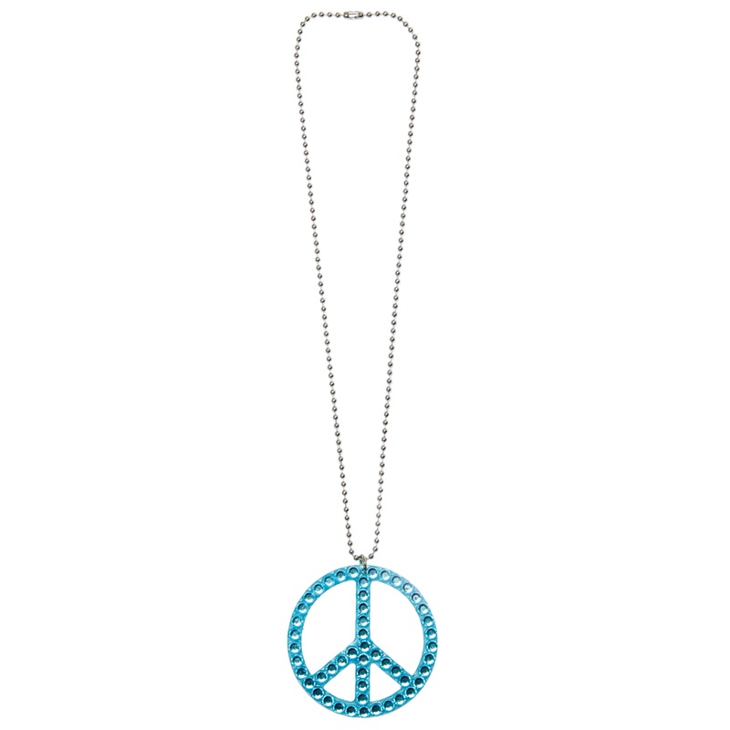 Blue Peace Hippie Rhinestone Necklace