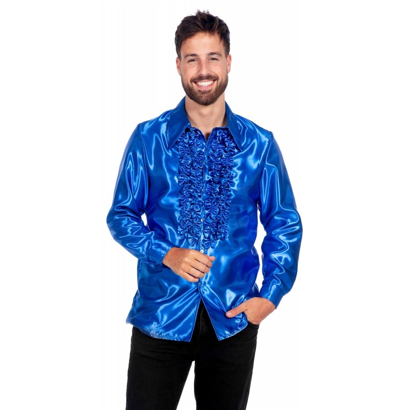 Blue ruffled shirt for men 48