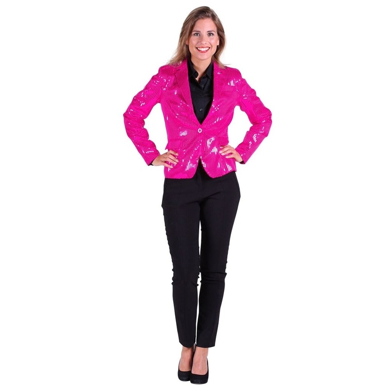 Pink glitter sequin blazer for women 36