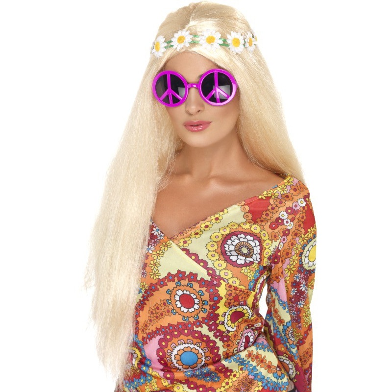 Pink peace sign hippie sunglasses