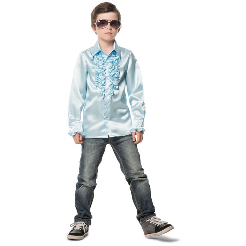Ruffle shirt light blue for children 104