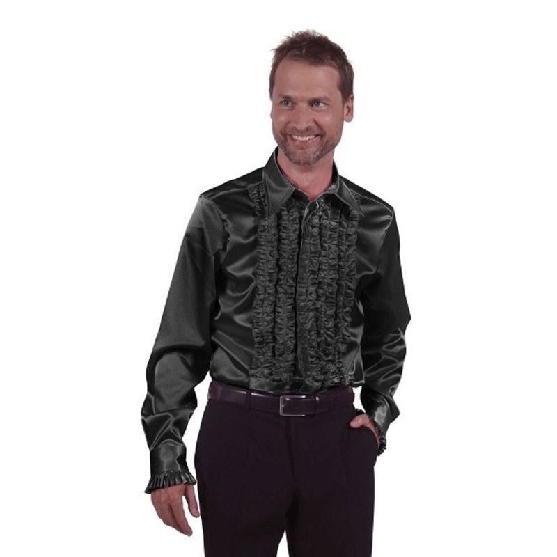 Ruffle shirt pop star in black S