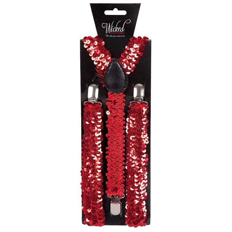 Chic sequin suspenders red