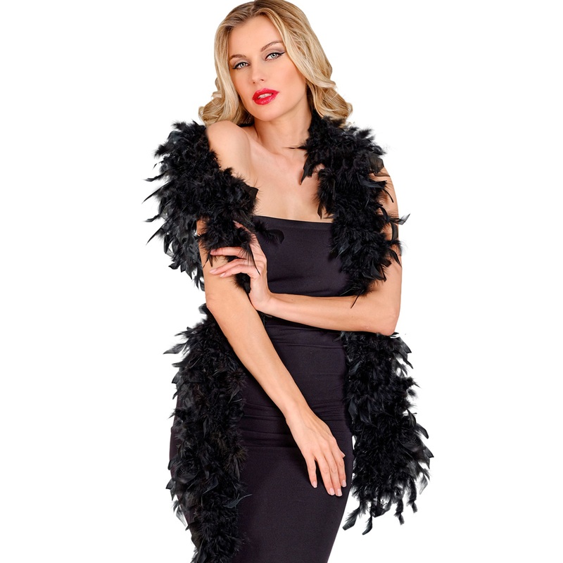 Feather boa black deluxe 80g
