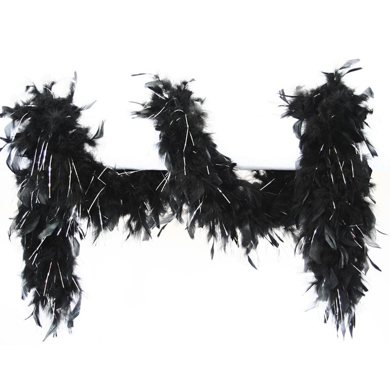 Feather boa scarf black 180cm