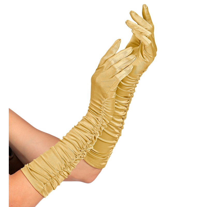 Long gloves in gold 44cm