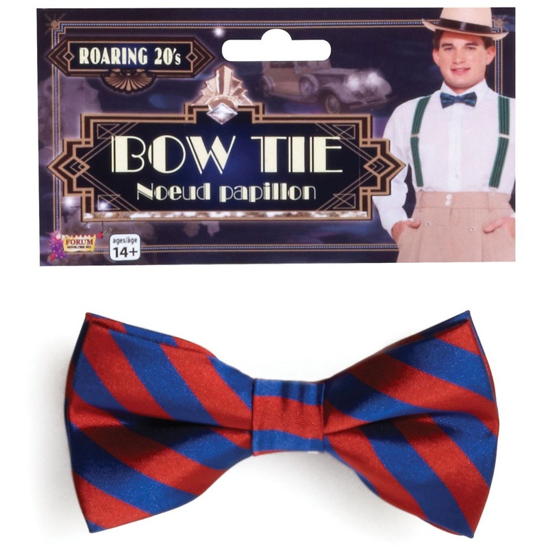 Red-blue striped bow tie