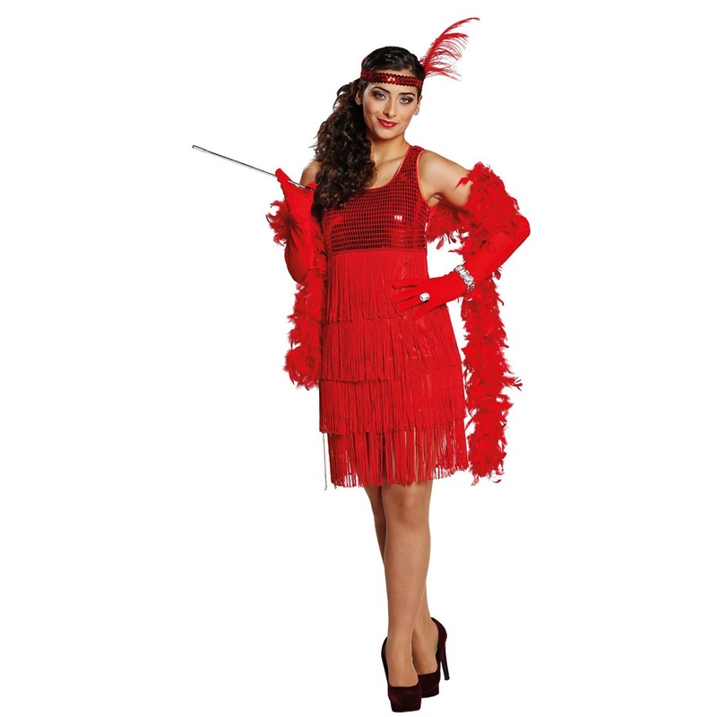 Red Charleston fringed dress Ina 34