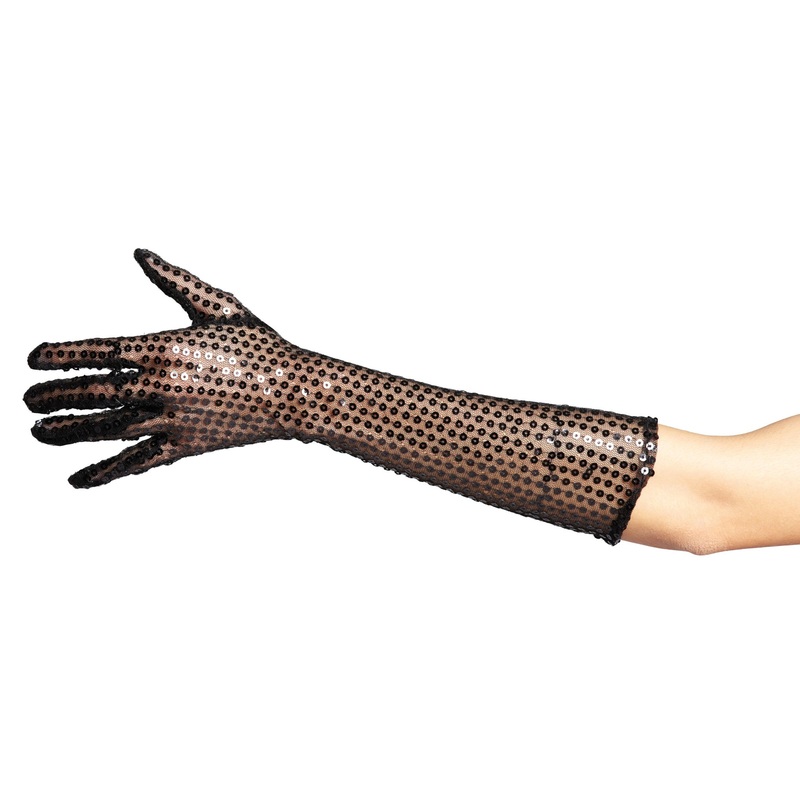Black women's sequin gloves