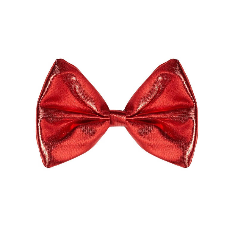 Bright red metallic bow tie