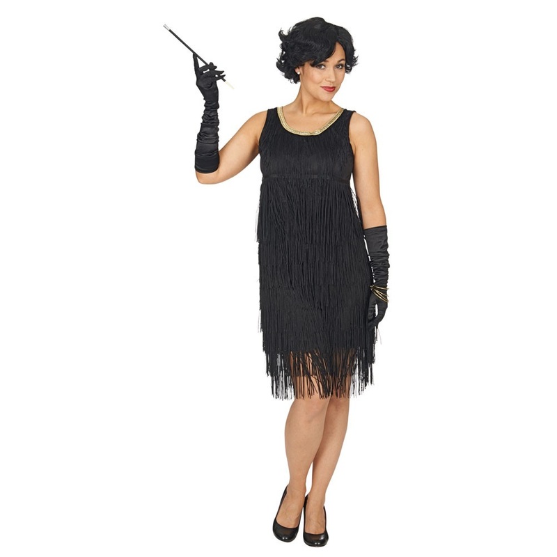 Flapper Girl Charleston Dress In Black 36-38