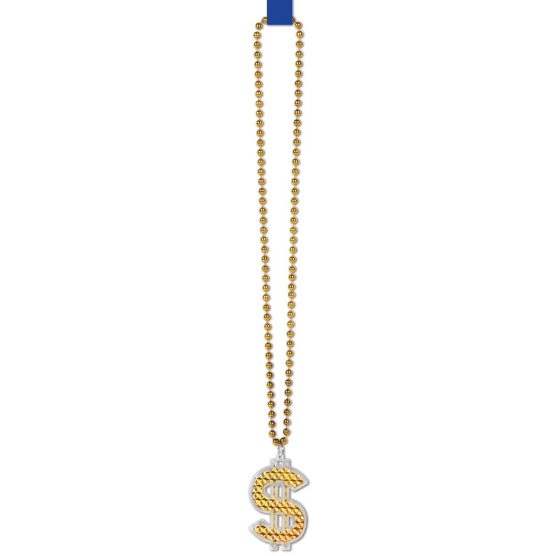 Gold-colored necklace with dollar pendant