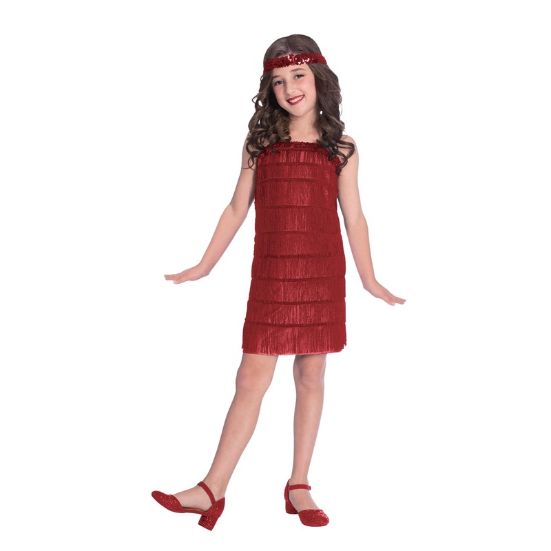 Red 20s flapper dress for girls